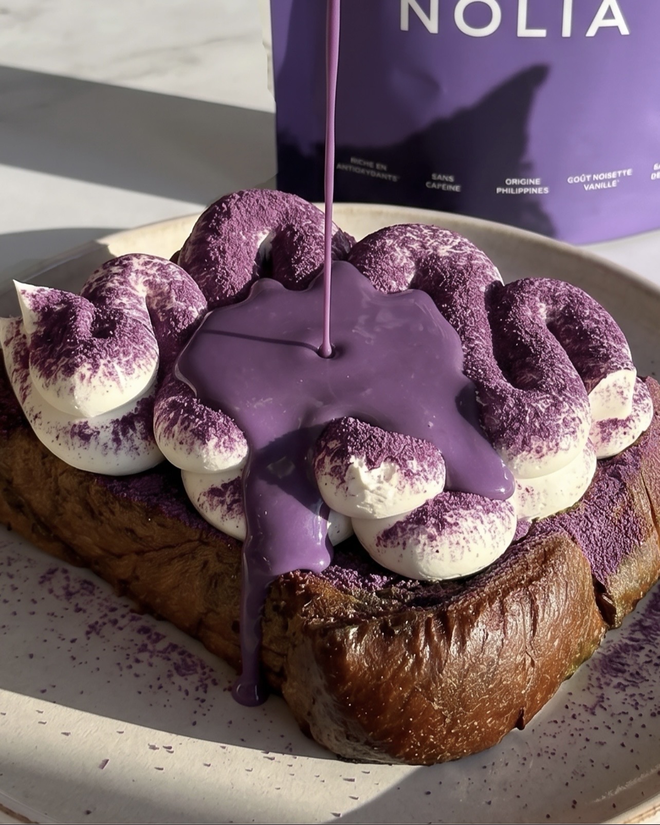 Ube French Toast im Tiramisu-Stil: Brioche & Mascarpone