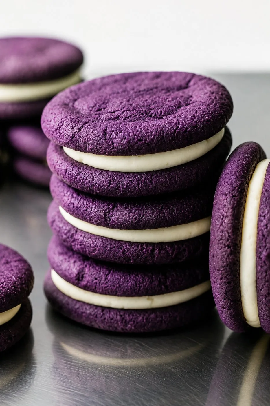 Hausgemachte Ube Oreo Kekse – lila Ube-Waffeln mit weißer Schokoladen-Ganache | Ube Nolia