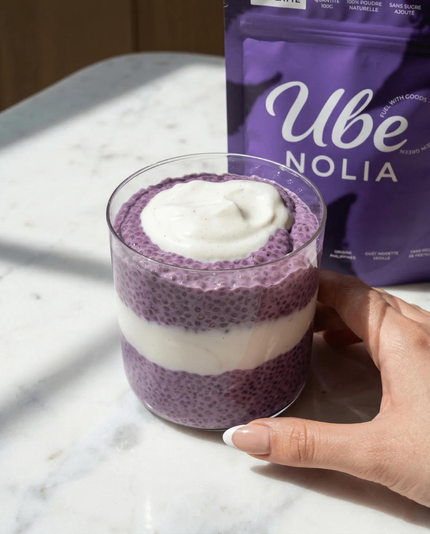 Der beste Ube Chia Pudding – Ube Chia Pudding Rezept fertige Ube-Pulver Tüte | Ube Nolia