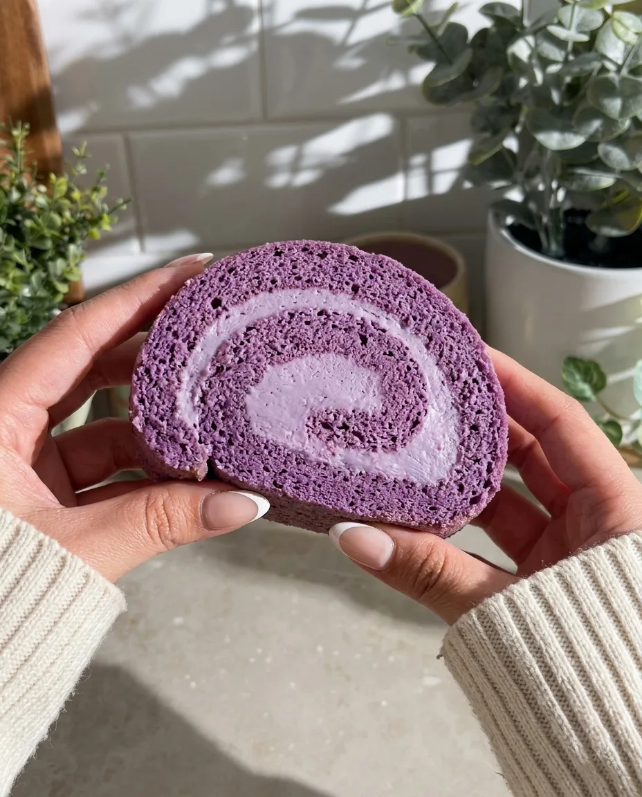 Ube-Biskuitrolle – philippinisches lila Süßkartoffel-Biskuitrollenrezept | UBE NOLIA